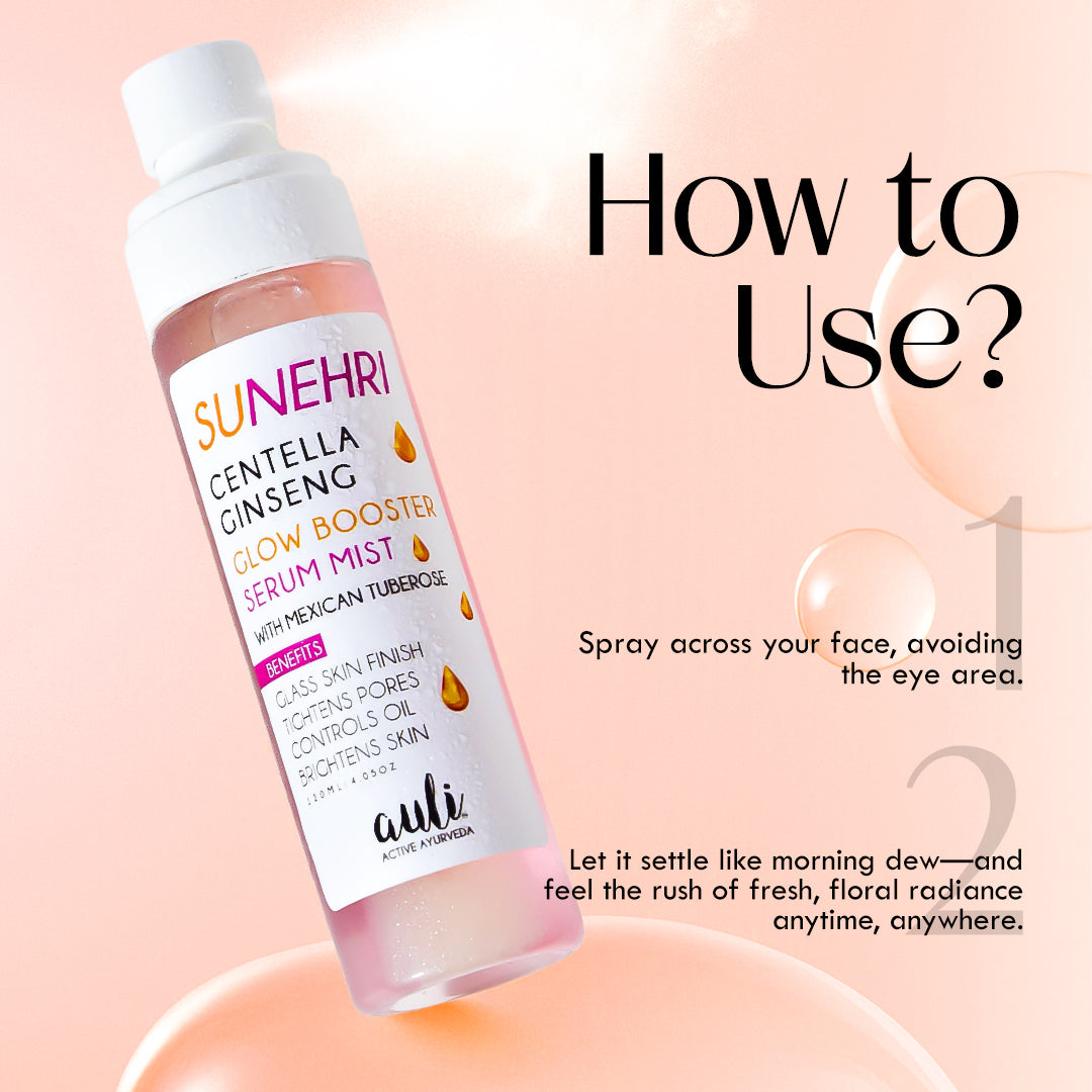 Sunehri Glow Booster Serum Mist – 24H Hydration & Glass Skin Finish | Auli Active Ayurveda