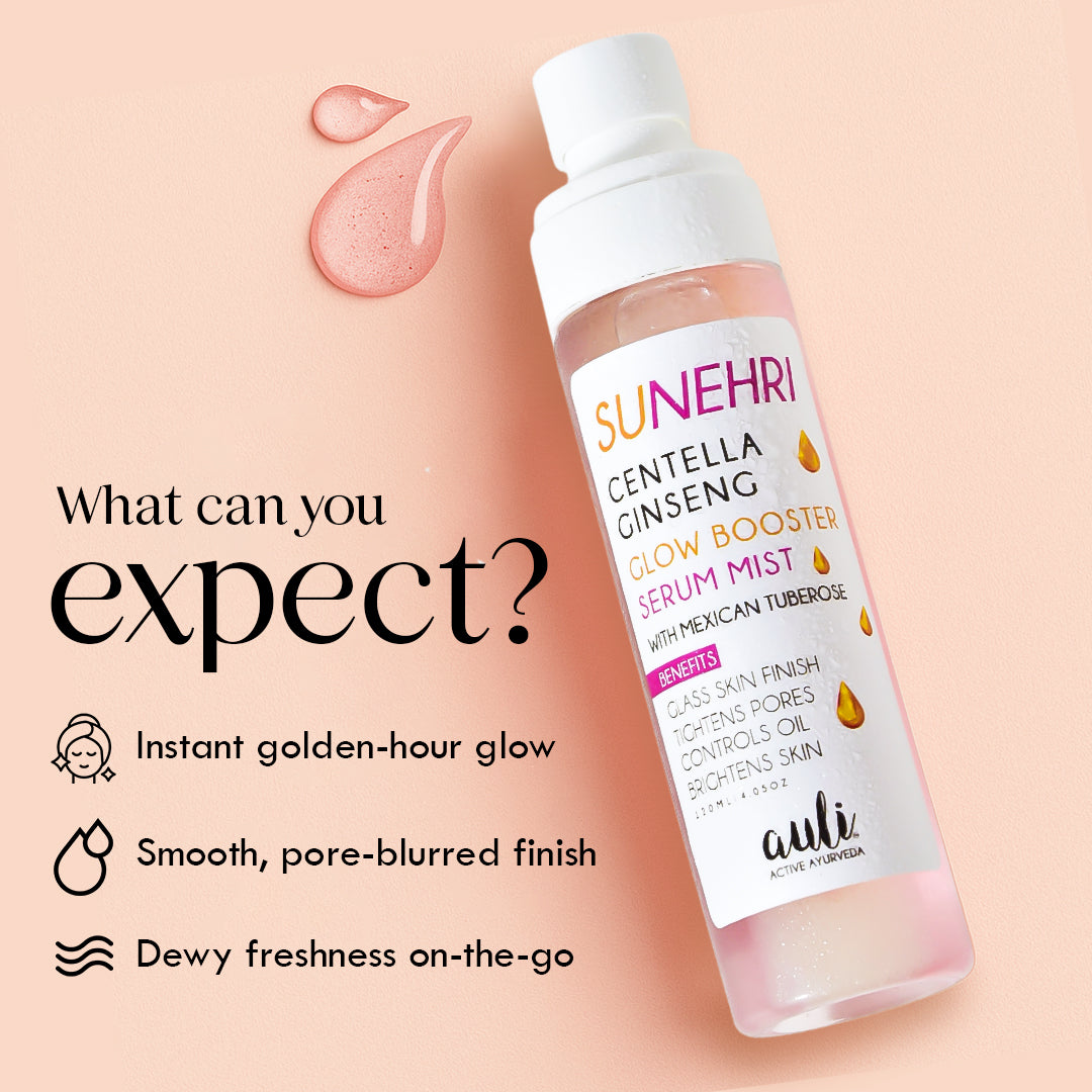 Sunehri Glow Booster Serum Mist – 24H Hydration & Glass Skin Finish | Auli Active Ayurveda