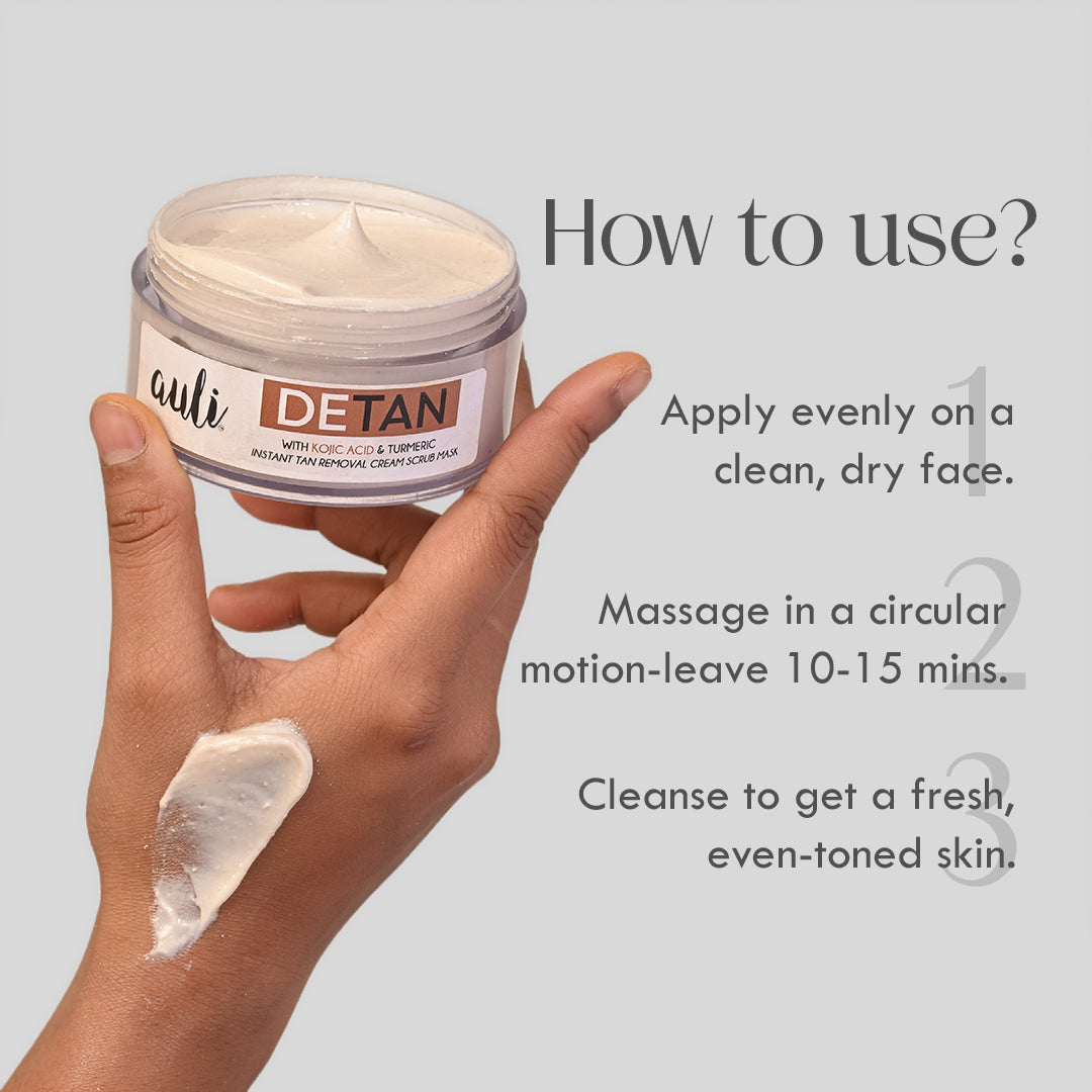 Kojic and Turmeric- Instant 3-in-1 Tan Removal Cream Scrub Mask- Detan