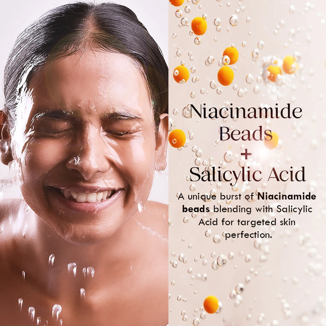 Organica Acne Cleanser with 2% Salicylic Acid, Niacinamide Beads, Centella & Saffron