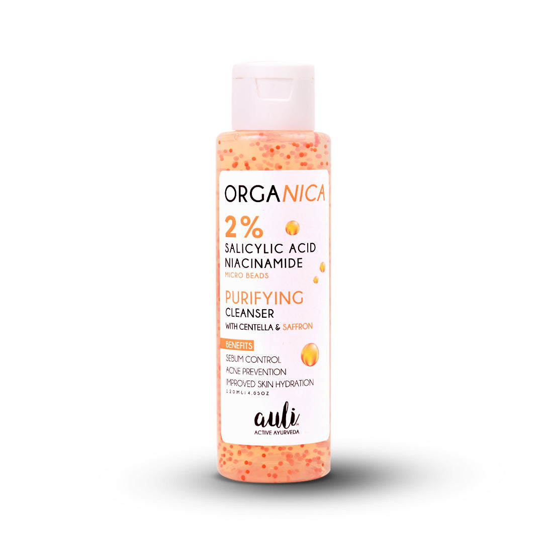 Organica Acne Cleanser with 2% Salicylic Acid, Niacinamide Beads, Centella &amp; Saffron