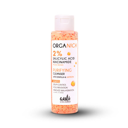 Organica Acne Cleanser with 2% Salicylic Acid, Niacinamide Beads, Centella &amp; Saffron