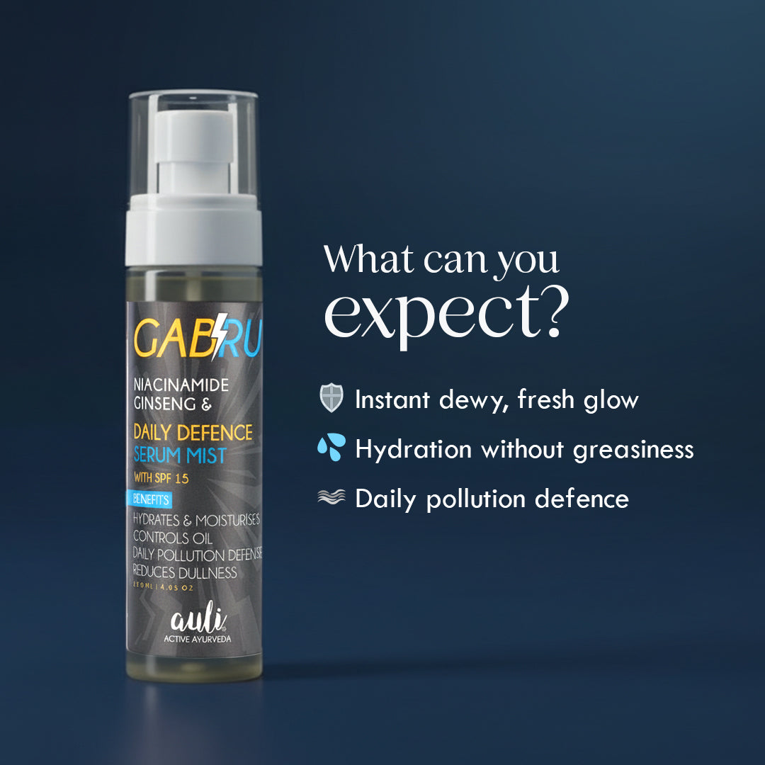 GABRU | Men’s 7 in 1 Facial Mist | Daily Defence Serum Mist with SPF 15 | Hydrates, Controls Oil, Pollution Defence, Reduces Dullness
